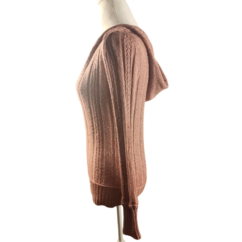 Maurices Women's Med Pink Sweater Hooded V-Plunge Neckline Knit Pullover - Picture 4 of 8